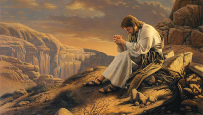 Jesus praying and fasting.